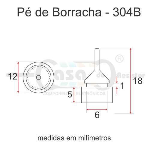 Pé de Borracha Plug 304B Diametro=12mm Alt-5mm