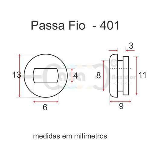 Passa Fio/Borracha Passante 401 Int=4-6mm Ext=13mm