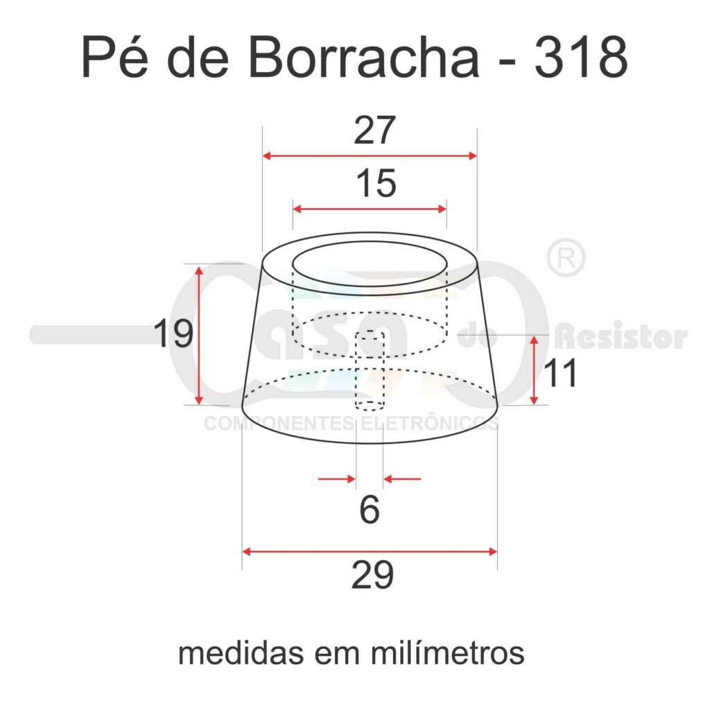 Pé de borracha 318 Diametro=29mm Alt=19mm