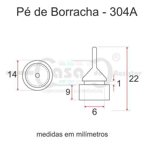 Pé de Borracha Plug 304A Diametro=14mm Alt-9mm